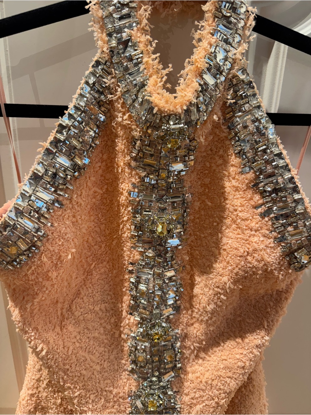 Balmain Peach Textured Halter Mini Dress size 40 - Picture 4 of 7